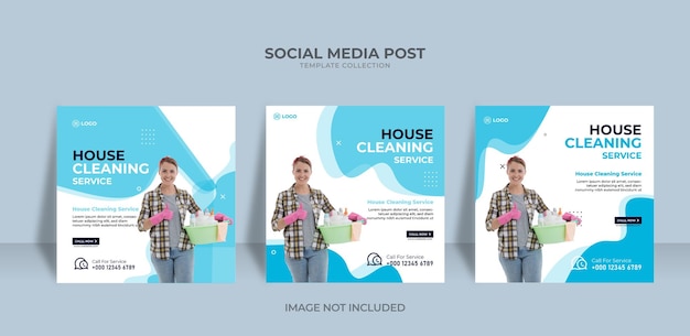 Plantilla de banner de redes sociales profesional de diseño de servicio de limpieza Vector Premium