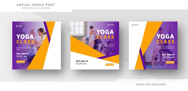 Plantilla de banner de redes sociales de promoción de diseño de clase de yoga