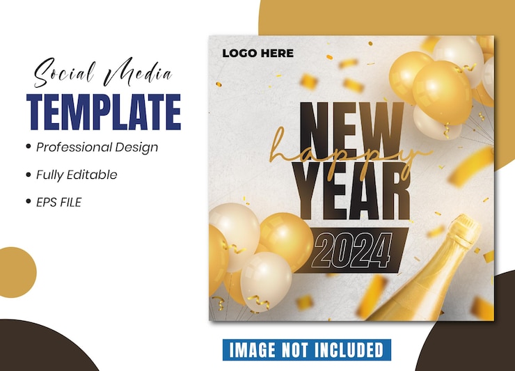 Plantilla de banner de redes sociales y publicación de Instagram de año nuevo