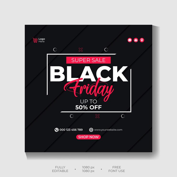 La plantilla de banner de las redes sociales de la súper venta del Viernes Negro