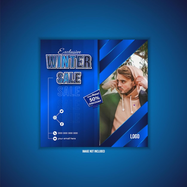 Plantilla de banner de las redes sociales de venta exclusiva de invierno