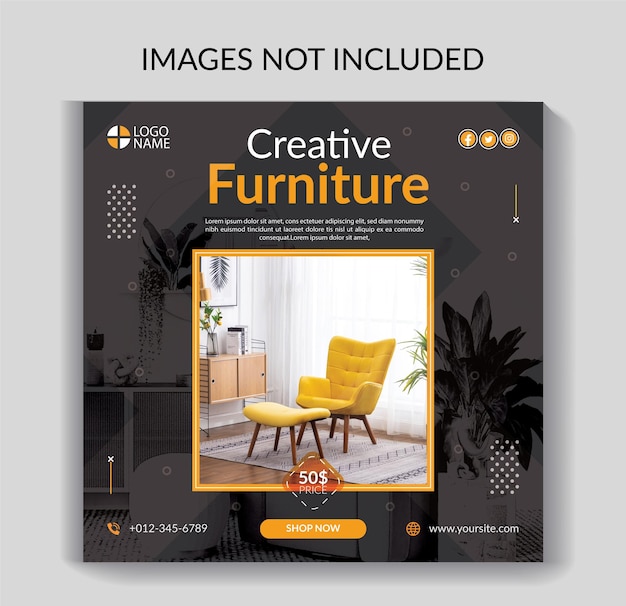 Plantilla de banner de redes sociales de venta de muebles creativos