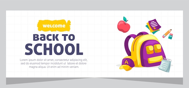 Plantilla de banner de regreso a la escuela Diseño vectorial