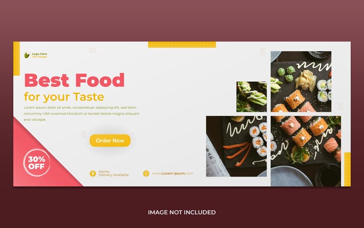 Plantilla de banner de restaurante de comida sana