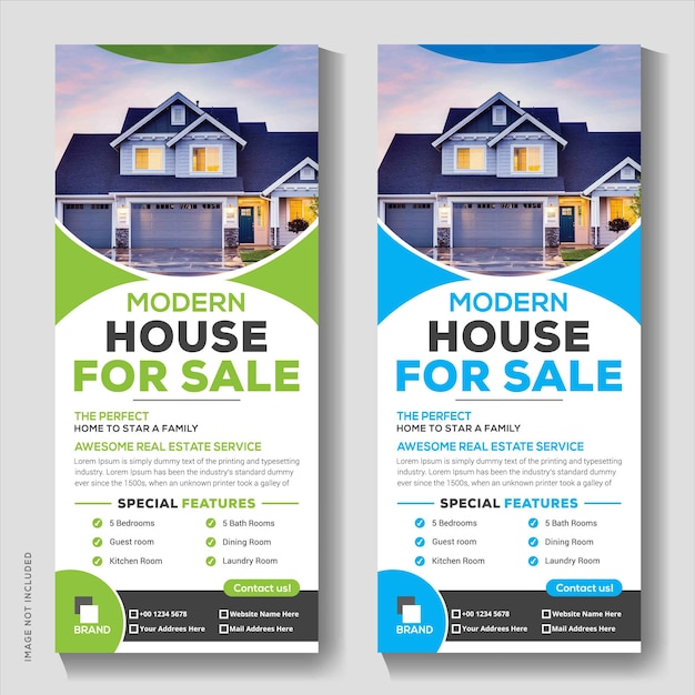 Plantilla de banner roll up de bienes raíces