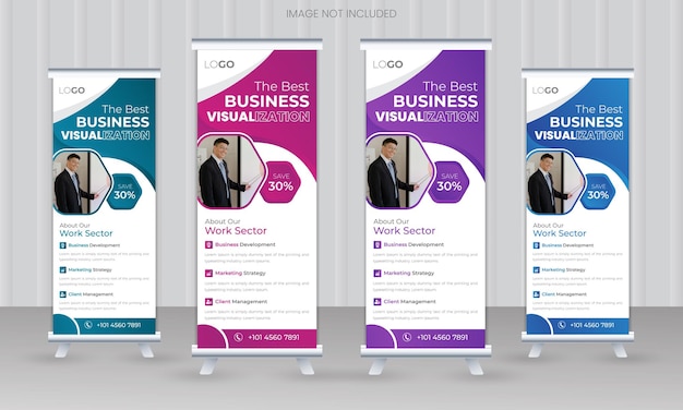 plantilla de banner de rollo de negocios o diseño de banner standee corporativo