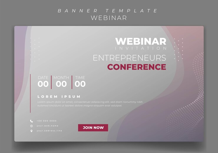 Vector plantilla de banner con rosa y morado ondeando en fondo gris para diseño de publicidad en línea