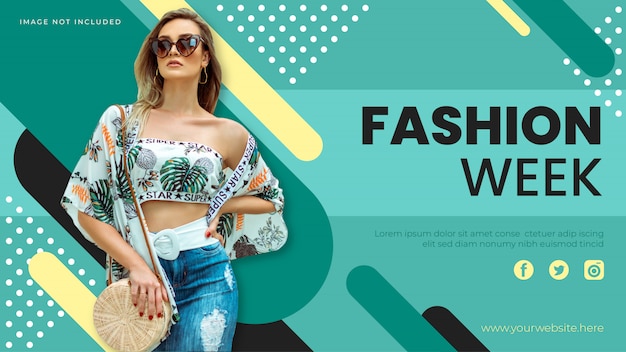 Plantilla de banner de semana de moda. Banner de venta de promoción para sitio web, folleto y póster