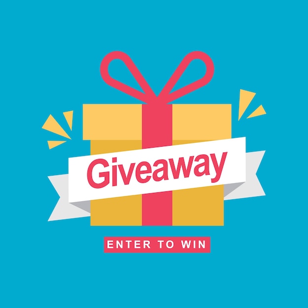 Plantilla de banner de sorteo Regalo redes sociales seguir como compartir