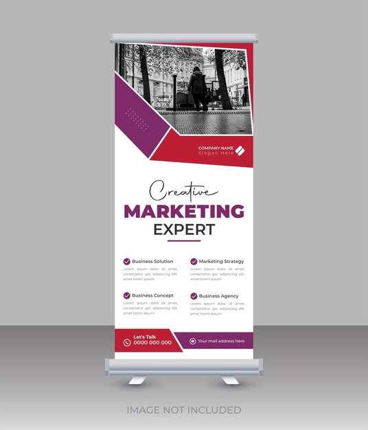 Plantilla de banner standee enrollable colorido de negocios corporativos modernos