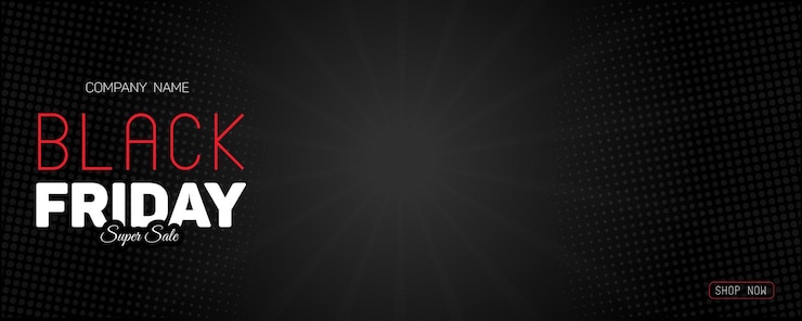 Vector plantilla de banner de super venta de viernes negro con patrón y fondo oscuro
