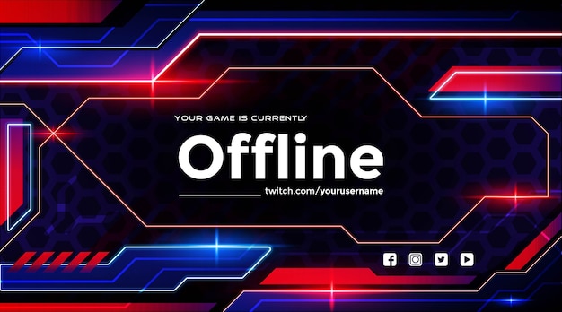 Vector plantilla de banner de twitch sin conexión