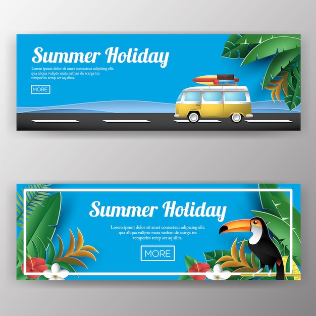 Vector plantilla de banner de vacaciones de verano