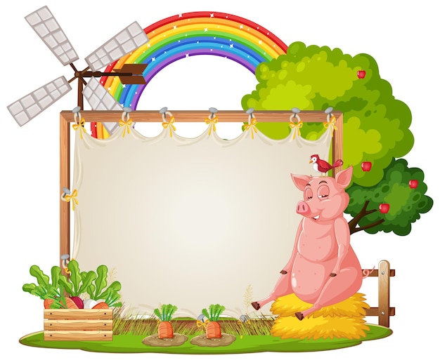 Vector plantilla de banner vacío con animales de granja