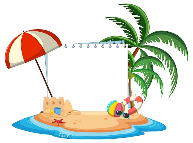 Plantilla de banner vacío con elemento de playa de verano aislado