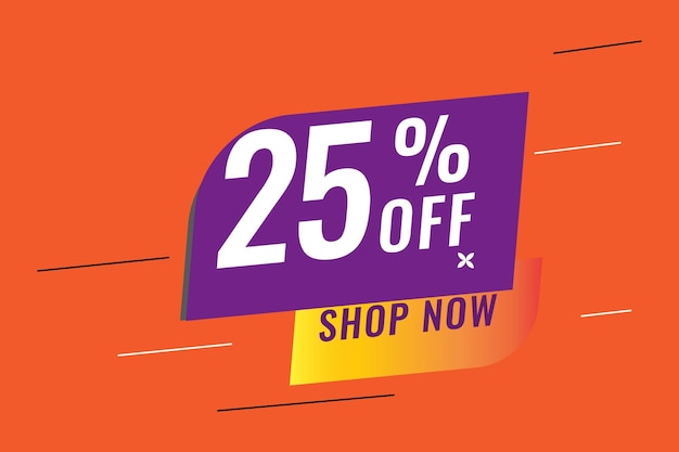 Plantilla de banner de vector de venta 25 por ciento de la tienda ahora oferta especial