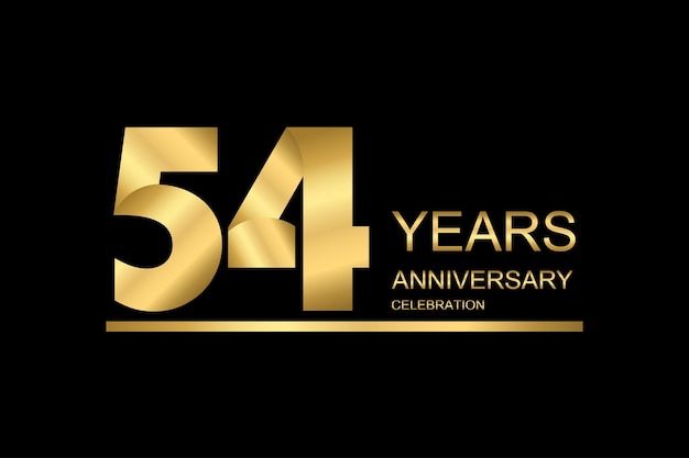 Plantilla de banner vectorial de aniversario de 54 años icono dorado aislado en fondo negro