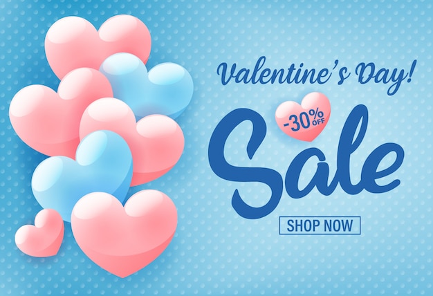 Plantilla de banner de venta comercial de san valentín