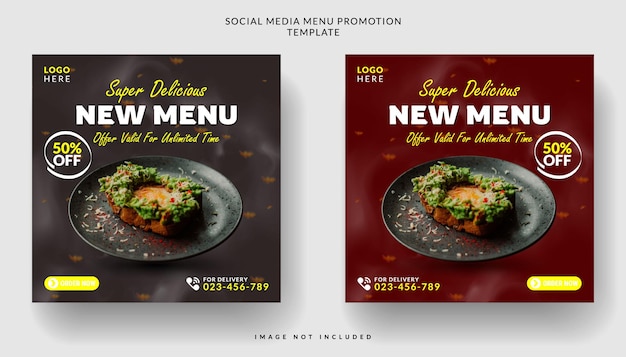 Plantilla de banner de venta de comida en redes sociales para sitio web o aplicación móvil