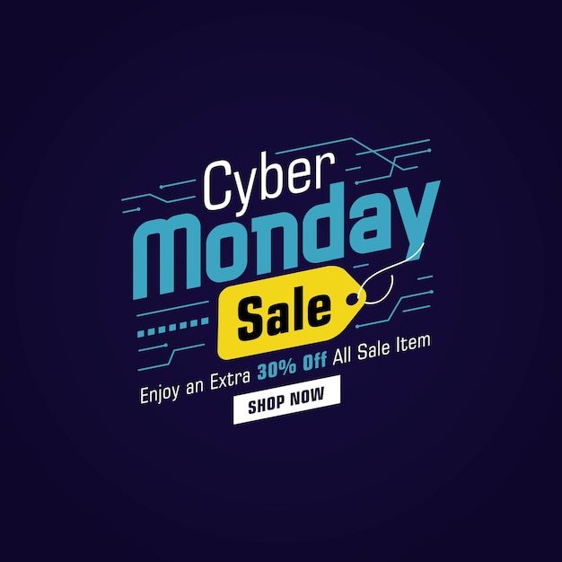 Plantilla de banner de venta cyber monday para gráfico vectorial de promoción empresarial