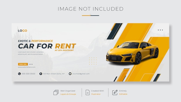 Plantilla de banner de venta de descuento especial de alquiler de autos para portada web