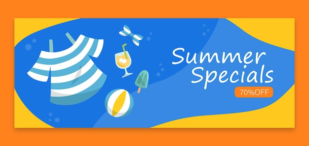 Vector plantilla de banner de venta de especiales de verano de vector 70off