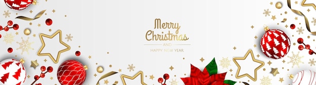 Plantilla de banner de venta de feliz Navidad Encabezado de cartel de banner de tarjeta de felicitación para sitio web