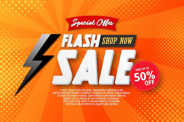 Plantilla de banner de venta flash de verano sobre fondo de color caliente
