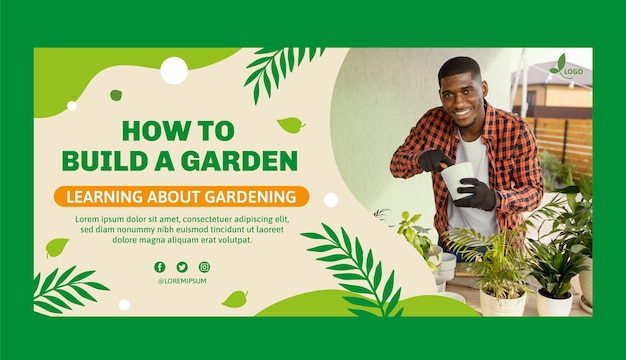 Vector plantilla de banner de venta de hobby de jardinería dibujado a mano
