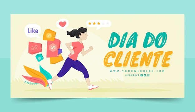 Vector plantilla de banner de venta horizontal plana para dia do cliente