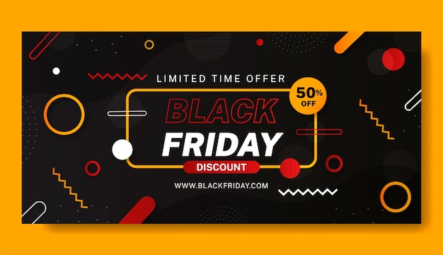 Vector plantilla de banner de venta horizontal de viernes negro degradado