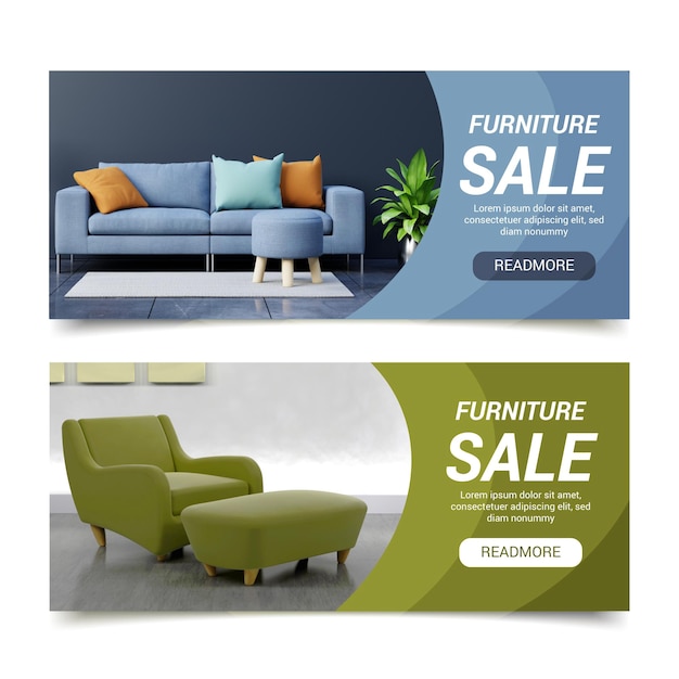 Vector plantilla de banner de venta de muebles degradados