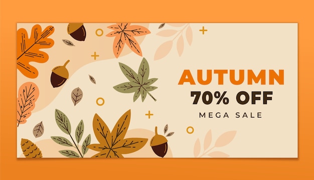 Vector plantilla de banner de venta plana para celebración de otoño