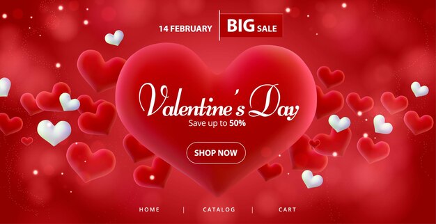 Plantilla de banner de venta de San Valentín.