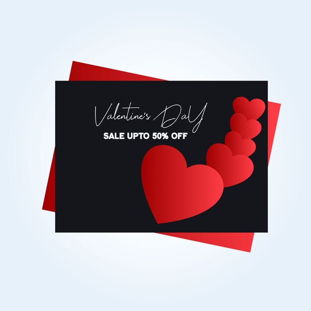 Plantilla de banner de venta de vector de día de san valentín