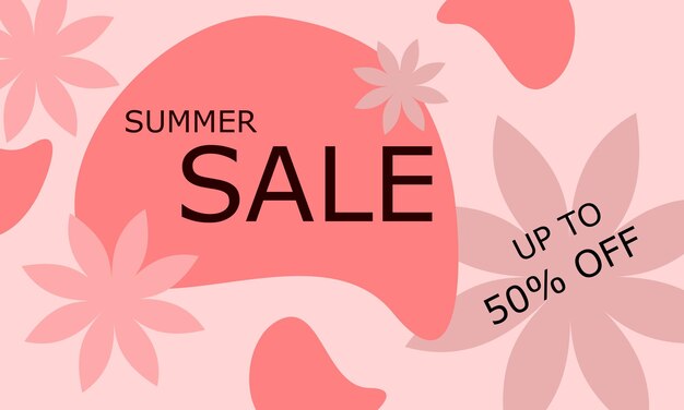 Plantilla de banner de venta de verano con la escritura 50 descuento Un verano abstracto