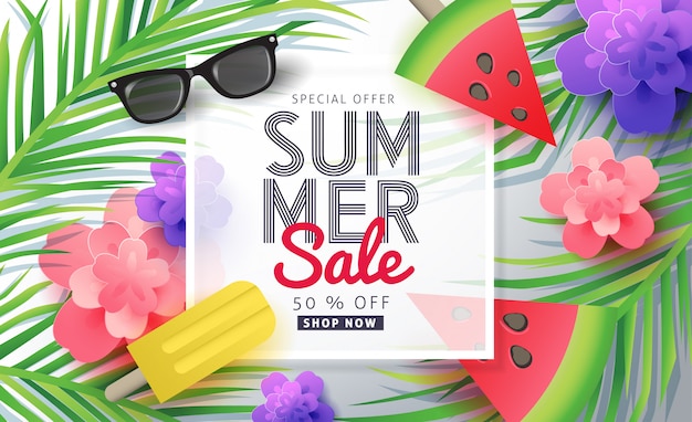 Plantilla de banner de venta de verano.