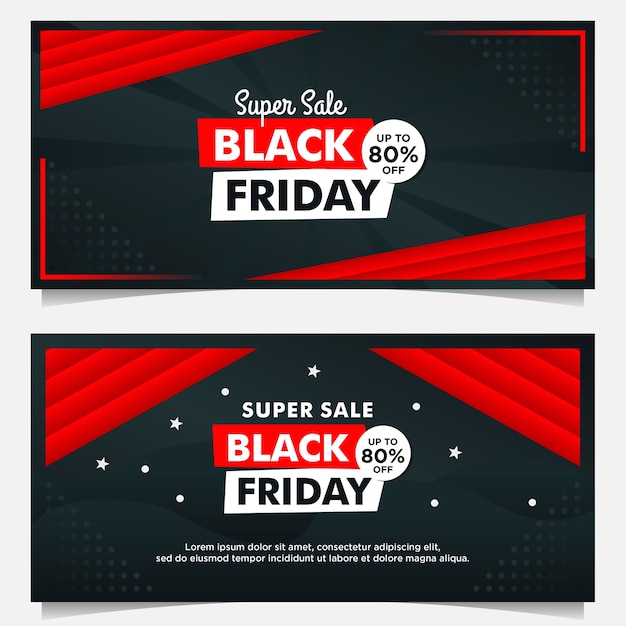 Vector plantilla de banner de venta de viernes negro con estilo degradado rojo negro