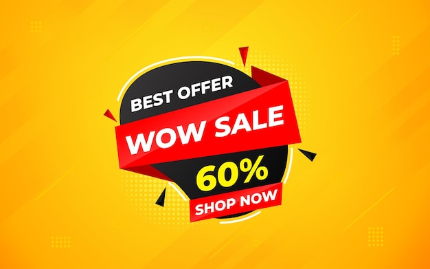 plantilla de banner de venta Wow con etiqueta de oferta especial encabezado del sitio web etiqueta de publicidad de oferta de la tienda de la tienda