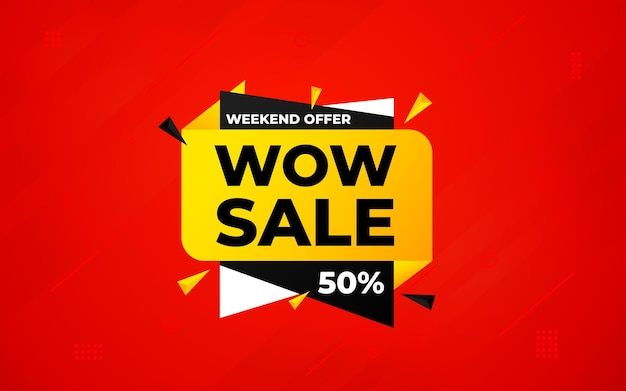 plantilla de banner de venta Wow con etiqueta de oferta especial encabezado del sitio web etiqueta de publicidad de oferta de la tienda de la tienda