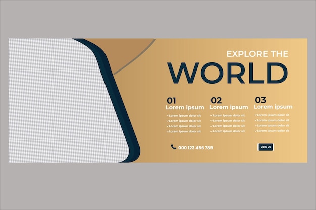 Plantilla de banner de viaje en diseño plano