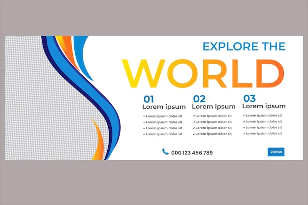 Plantilla de banner de viaje en diseño plano