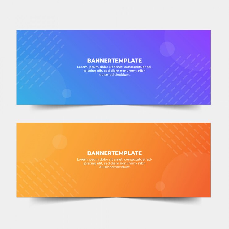 Plantilla de banner violeta y naranja