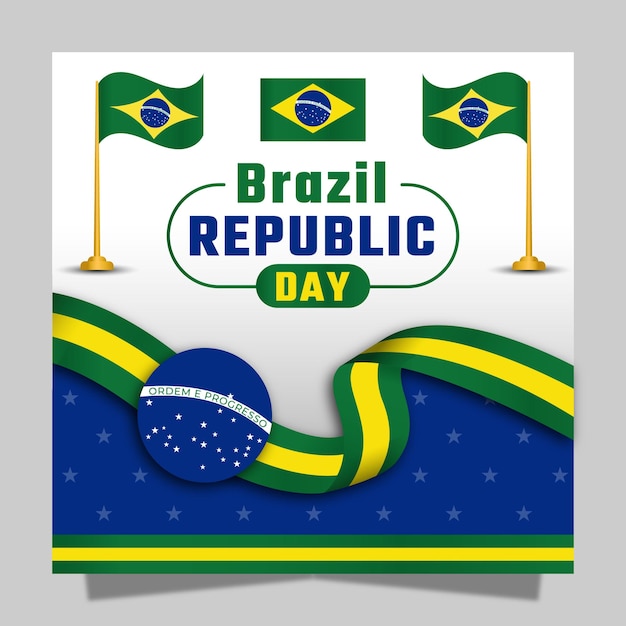 Plantilla de banner, volante y fondo de illustrator vectorial del día de la república de brasil