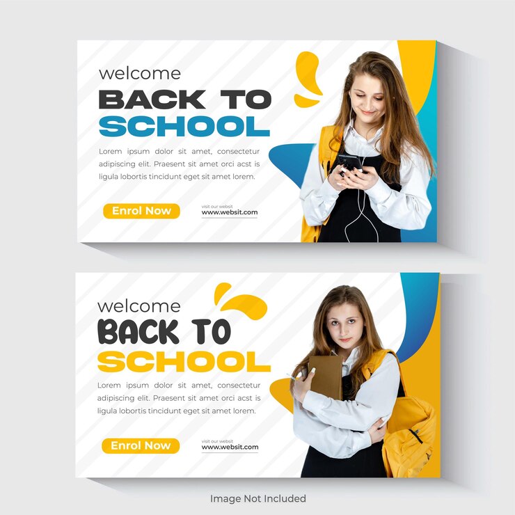 Plantilla de banner web de admisión escolar