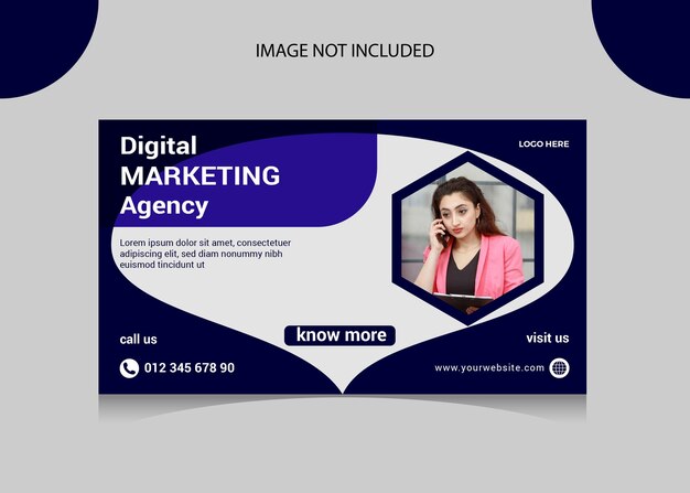 plantilla de banner web de la agencia de marketing digital y las redes sociales corporativas