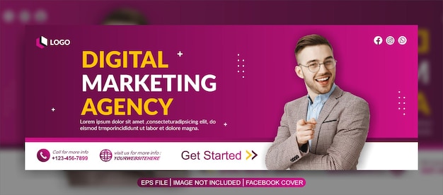 Plantilla de banner web de agencia de marketing digital