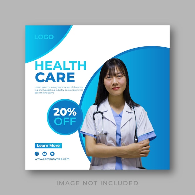 Vector plantilla de banner web y atención médica