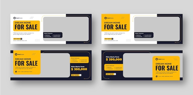 Plantilla de banner web de conjunto de portada de facebook de redes sociales de bienes raíces