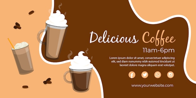 Plantilla de banner web delicioso café